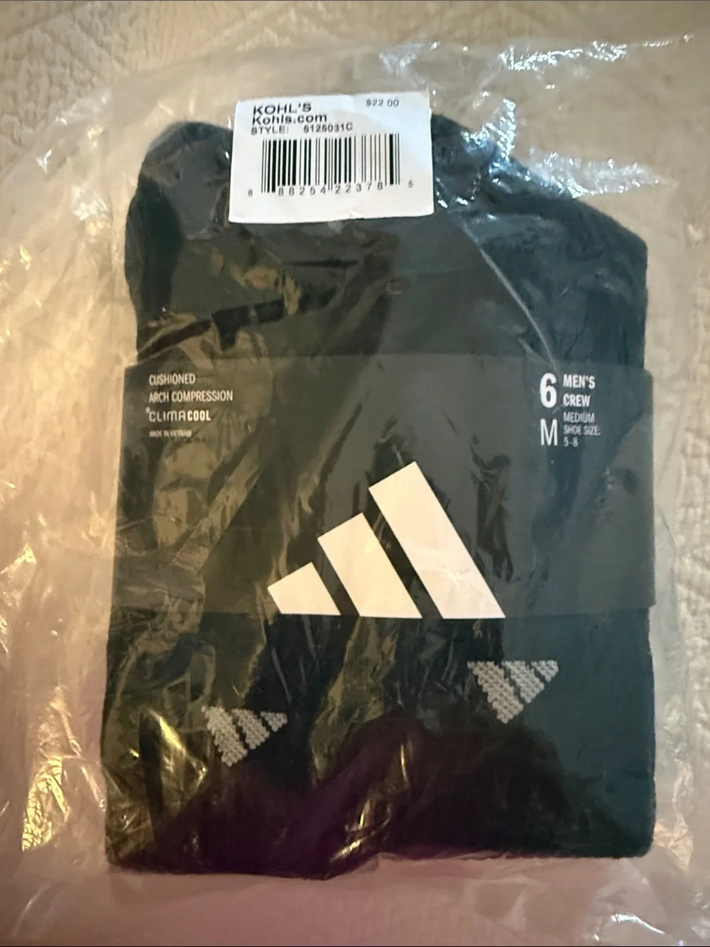 NWT Adidas Mens six pack Crew Socks size M (shoe size 5-8)